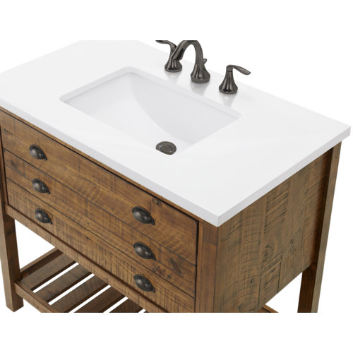 Three Posts™ Grigg 37'' Free Standing Single Bathroom Vanity with Cultured Marble Top & Reviews